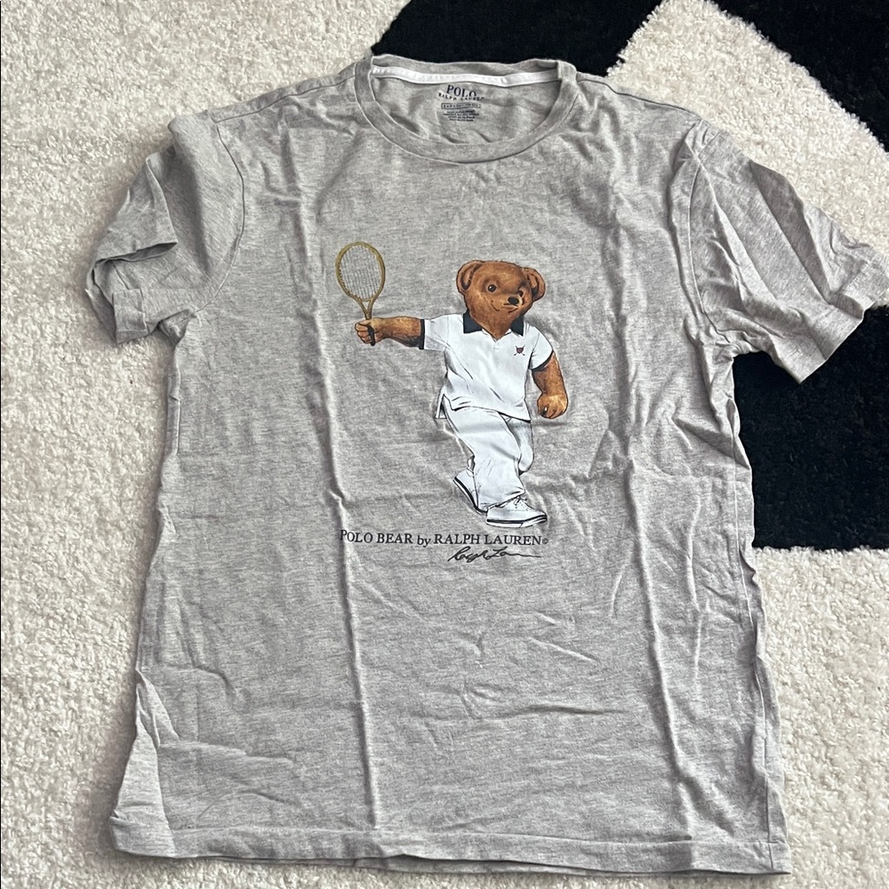Ralph Lauren Gray Polo Bear Tennis Tee